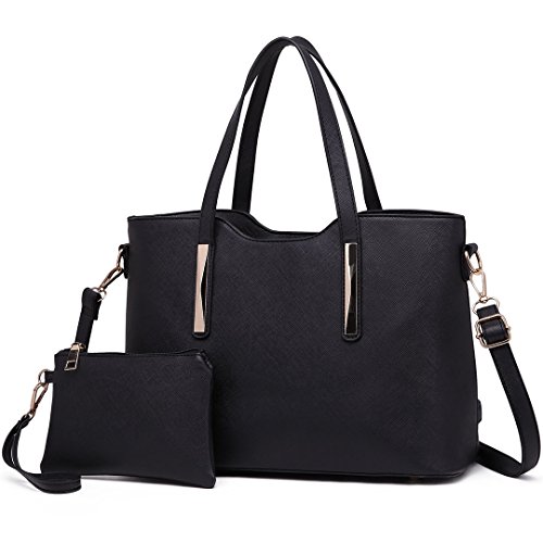 Miss Lulu Henkeltasche Damen Tasche 2 tIg. Shopper Reise Schultertasche,Schwarz Miss Lulu Henkeltasche Damen Tasche 2 tIg. Shopper Reise Schultertasche,Schwarz von Miss Lulu