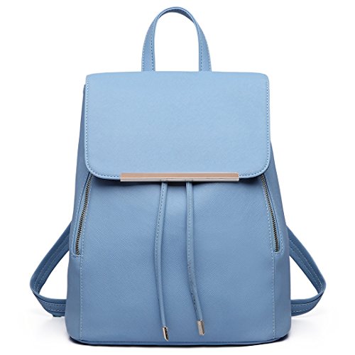 Miss Lulu Rucksack Damen Kunstleder Rucksack Damen Elegant Rolltop Rucksack Damen Tunnelzug-Design Cityrucksack Tasche Schulrucksäcke von Miss Lulu