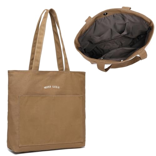 Miss Lulu Damen Shopper Tasche - Tote Bag - Beuteltasche - Schultertasche - Groß - Handtasche für Arbeit, Reise, Einkauf, Schule und Alltag Miss Lulu Damen Shopper Tasche - Tote Bag - Beuteltasche - Schultertasche - Groß - Handtasche für Arbeit, Reise, Einkauf, Schule und Alltag von Miss Lulu