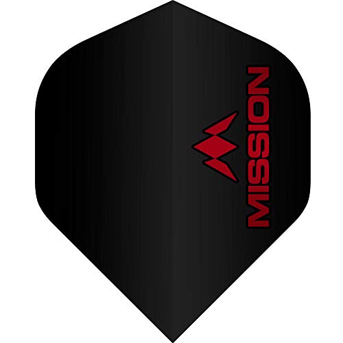 Mission Black Logo Dart-Flights, 100 Mikrometer, Standard (rot, 10 Sets (30)) von Mission Darts