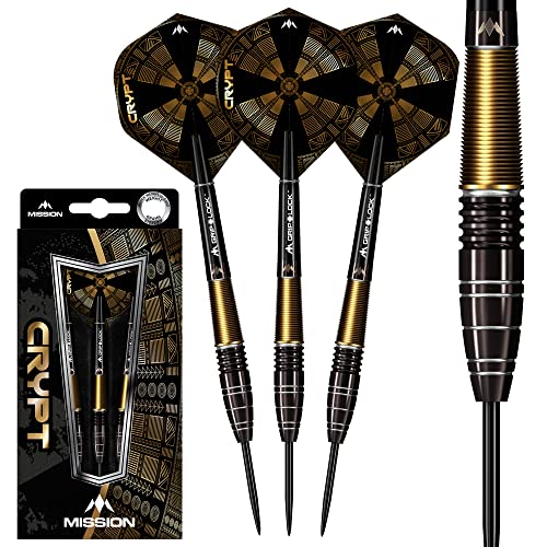 Mission darts d1595 crypt | dartpfeile-set mit premium 90% wolfram schwarz und gold pvd beschichtetem schaft und stahlspitze, m1, 24g Mission darts d1595 crypt | dartpfeile-set mit premium 90% wolfram schwarz und gold pvd beschichtetem schaft und stahlspitze, m1, 24g von Mission Darts