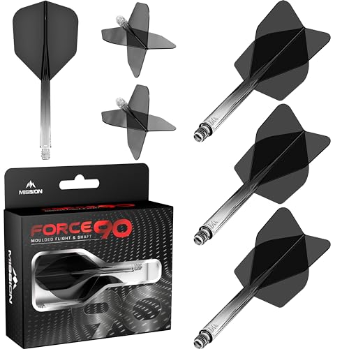 Mission Darts Force 90 | Integriertes präzisionsgeformtes Dart-Flight und Schaftsystem, 3 Stück, professionelle, langlebige kombinierte Dart-Flights und Schäfte, Standard Nr. 6 (schwarzer Farbverlauf, Mission Darts Force 90 | Integriertes präzisionsgeformtes Dart-Flight und Schaftsystem, 3 Stück, professionelle, langlebige kombinierte Dart-Flights und Schäfte, Standard Nr. 6 (schwarzer Farbverlauf, von Mission Darts