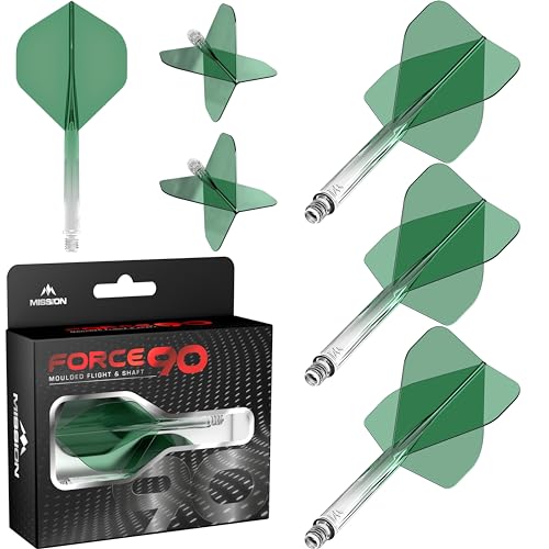 Mission Darts Force 90 | Integriertes präzisionsgeformtes Dart-Flight und Schaftsystem, Packung mit 3 professionellen, sehr langlebigen kombinierten Dart-Flights und Schäften, Standard Nr. 2 Mission Darts Force 90 | Integriertes präzisionsgeformtes Dart-Flight und Schaftsystem, Packung mit 3 professionellen, sehr langlebigen kombinierten Dart-Flights und Schäften, Standard Nr. 2 von Mission Darts