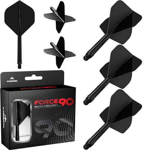 Mission Darts Force 90 | Integriertes präzisionsgeformtes Dart-Flight und Schaftsystem, Packung mit 3 professionellen, sehr langlebigen kombinierten Dart-Flights und Schäften, Standard Nr. 2 von Mission Darts