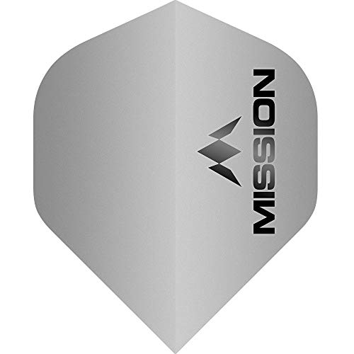 Mission Darts Mission Logo Dart Flights | Dickes 100 Mikron UV-Finish | Standard Nr. 2, Silber, 10 Sets mit 3 Flights (#_10xF1955) von Mission Darts