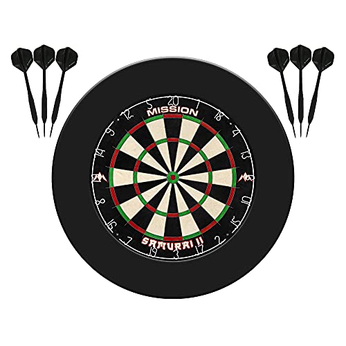 Mission Darts Dartscheibe Home Center | Dart-Komplettpaket inklusive Dartscheibe und 2 Sets Dartpfeile (Standard Surround) von Mission Darts