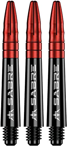 Mission Darts Sabre Shafts | Durable Black Polycarbonate Stems with Coloured Aluminium Top | 1 Set of 3 Shafts | Red | Short (S1514) von Mission Darts