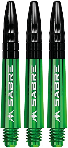 Mission Darts Sabre Shafts | Durable Polycarbonate Stems with Black Aluminium Top | 1 Set of 3 Shafts | Green | Short (S1550) von Mission Darts