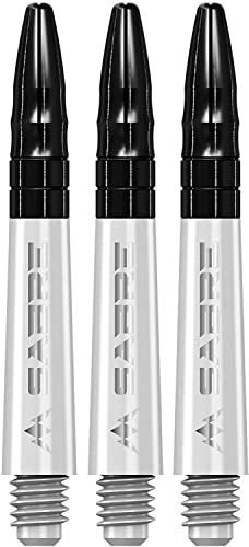 Mission Darts Sabre Shafts | Durable Polycarbonate Stems with Black Aluminium Top | 1 Set of 3 Shafts | White | Short (S1556) von Mission Darts