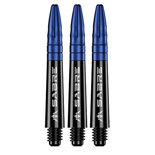 Mission Darts Sabre Shafts | Durable Black Polycarbonate Stems with Coloured Aluminium Top | 1 Set of 3 Shafts | Blue | Short (S1520) von Mission Darts