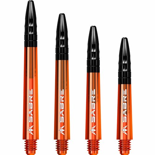 Mission Darts Säbelschäfte | Robuste Polycarbonat-Schäfte mit schwarzer Aluminium-Oberseite | 3 Sets mit 3 Schäften | Orange | Kurz (S1559) von Mission Darts