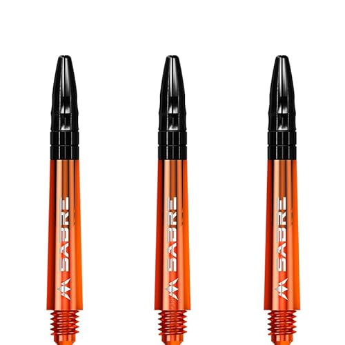 Mission Darts Säbelschäfte | Robuste Polycarbonat-Schäfte mit schwarzer Aluminium-Oberseite | 3 Sets mit 3 Schäften | Orange | Tweenie (S1558) von Mission Darts