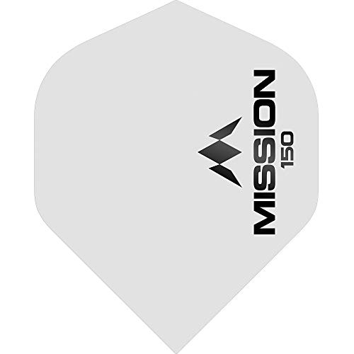 Mission Logo 150 Dart-Flights, 150 Mikron, Standard (weiß, 5 Sets (15)) von Mission Darts