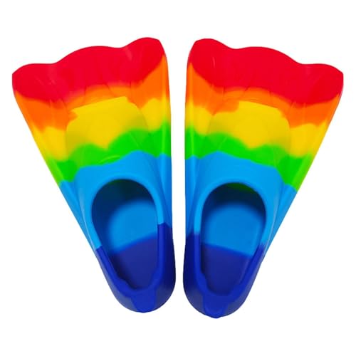 Missmisq Kinderflossen zum Schwimmen - Weiche Silikon-Trainingsflossen, Regenbogen-Schwimmflossen für Kleinkinder,Professionelle Kinder-Schnorchelflossen, Bequeme Kleinkindflossen für das von Missmisq