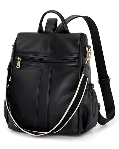 Missnine Damen Rucksack Leder Anti Diebstahl Rucksack-Geldbörse für Damenrucksack Reisetasche für Arbeit Schwarz Missnine Damen Rucksack Leder Anti Diebstahl Rucksack-Geldbörse für Damenrucksack Reisetasche für Arbeit Schwarz von Missnine