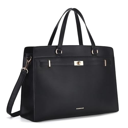 Missnine Laptoptasche für Damen 15,6 Zoll PU-Leder Arbeitstasche große Computer-Aktentasche Business-Büro-Handtasche von Missnine