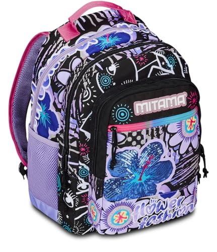 Mitama Flower Fashion Rucksack mit 3 Fächern, mit Fronttasche, Violett und Schwarz, Grundschule und Freizeit, für Mädchen und Jugendliche, bunt, Talla única, Für die Schule Mitama Flower Fashion Rucksack mit 3 Fächern, mit Fronttasche, Violett und Schwarz, Grundschule und Freizeit, für Mädchen und Jugendliche, bunt, Talla única, Für die Schule von Mitama