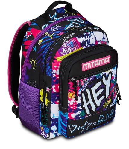 Mitama Hey Dye Rucksack mit Dreifachfach und Fronttasche, Rosa und Schwarz, Grundschule und Freizeit, Mädchen, Rosa, Taglia unica, Rucksack Backpacks Mitama Hey Dye Rucksack mit Dreifachfach und Fronttasche, Rosa und Schwarz, Grundschule und Freizeit, Mädchen, Rosa, Taglia unica, Rucksack Backpacks von Mitama