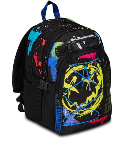 Mitama Rucksack mit 3 Fächern, Fluo Tag mit PC-Tasche, Schwarz und Gelb, Grundschule und Freizeit, Kinder Jungen, Schwarz, Taglia unica, Rucksack mit Dreifachfach Mitama Rucksack mit 3 Fächern, Fluo Tag mit PC-Tasche, Schwarz und Gelb, Grundschule und Freizeit, Kinder Jungen, Schwarz, Taglia unica, Rucksack mit Dreifachfach von Mitama