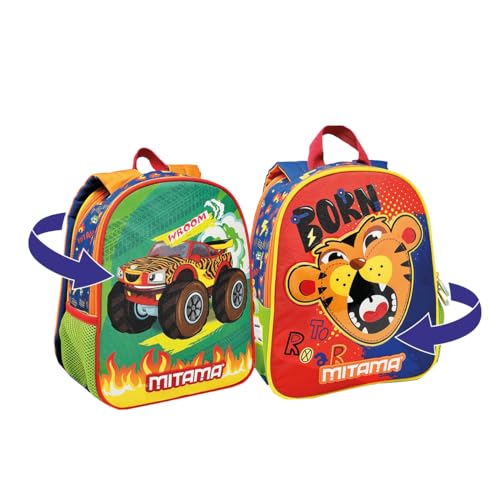 Mitama Tigeroar Spinny Boy Rucksack mit doppelter Grafik, für Kindergarten, Kindergarten, Freizeit, Kinder, Orange, Taglia unica, Modern Mitama Tigeroar Spinny Boy Rucksack mit doppelter Grafik, für Kindergarten, Kindergarten, Freizeit, Kinder, Orange, Taglia unica, Modern von Mitama