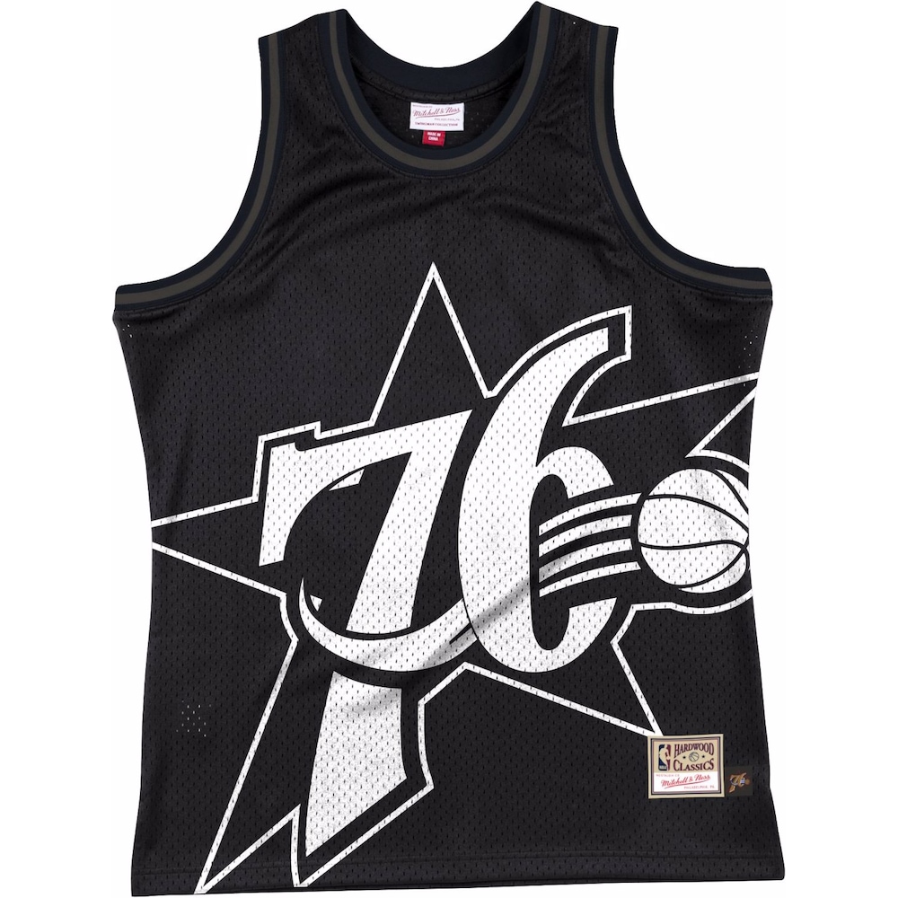 Mitchell & Ness, Herren, Sportshirt, Big Face 3.0 Jersey Hwc Philadelphia 76Ers (S), Schwarz, S von Mitchell & Ness