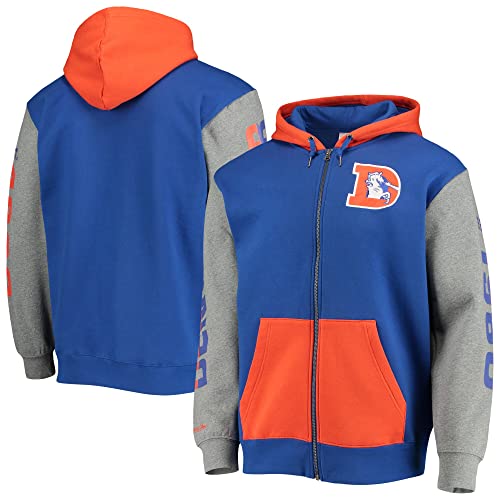 Mitchell & Ness Denver Broncos NFL Full Zip Fleece Hoodie Blau von Mitchell & Ness