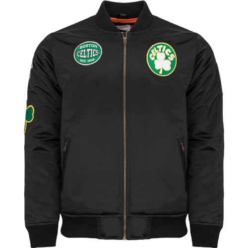 Mitchell & Ness M&N Satin Bomber Jacke - Patches Boston Celtics - L von Mitchell & Ness