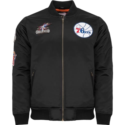 Mitchell & Ness M&N Satin Bomber Jacke - Patches Philadelphia 76ers - L von Mitchell & Ness