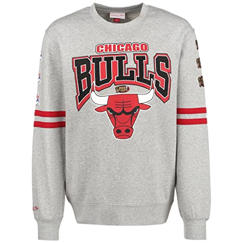 Mitchell & Ness NBA Chicago Bulls All Over Print Fleece Crew Sweatshirt Herren grau/rot, M von Mitchell & Ness