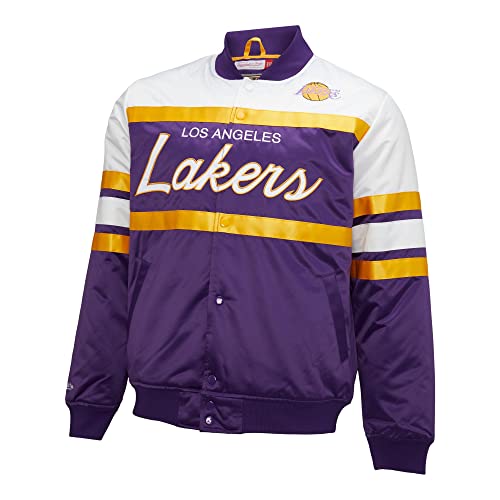 Mitchell & Ness NBA Special Script Heavyweight Satin Jacket,LA Lakers - Purple,M von Mitchell & Ness