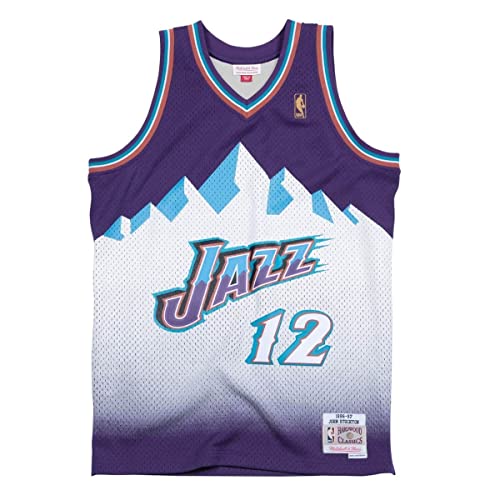 Mitchell & Ness NBA Utah Jazz John Stockton Trikot Herren lila/hellblau, M von Mitchell & Ness