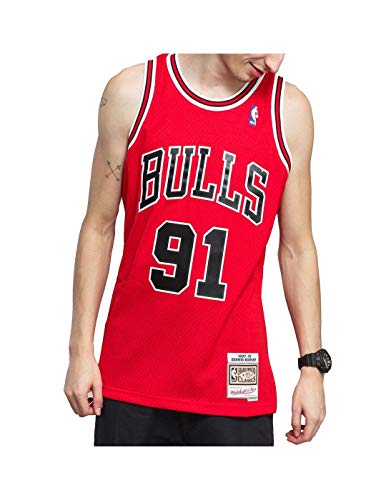 Mitchell & Ness NBA Swingman Road Jersey Bulls 97 Dennis Rodman Red, M von Mitchell & Ness