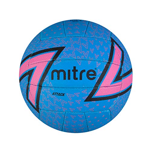 Mitre Attack Netball | beliebter Stil | interaktives Design | Soft-Touch, Prozessblau/Rosa/Schwarz, 4 von Mitre