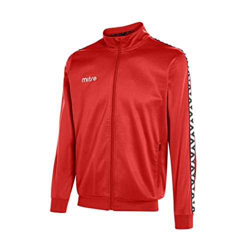 Mitre Delta Poly Tracksuit-Jacke, Herren, Delta Poly Track Jacket, Dunkelrot/Weiß von Mitre