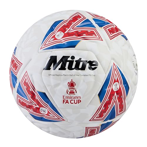 Mitre Match FA Cup Fußball, Weiß/Blau/Rot, 5 von Mitre