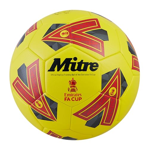 Mitre Training FA Cup Fußball | Hochleistungs-Trainingsball | sehr langlebiges Design, Ball, Gelb/Grau/Rot, 5 von Mitre