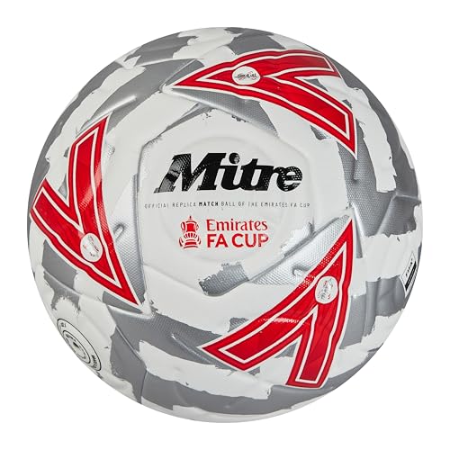 Mitre FA Cup Match Fußball für Unisex Erwachsene, Weiß/Silber/Rot, 5 Mitre FA Cup Match Fußball für Unisex Erwachsene, Weiß/Silber/Rot, 5 von Mitre