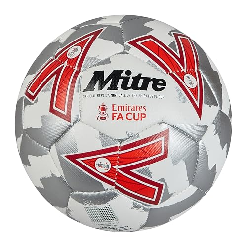 Mitre FA Cup Play Fußball für Unisex Erwachsene, Weiß/Silber/Rot, Mini Mitre FA Cup Play Fußball für Unisex Erwachsene, Weiß/Silber/Rot, Mini von Mitre