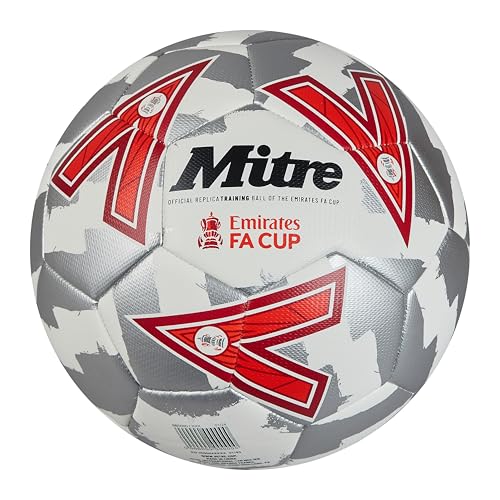 Mitre FA Cup Train Fußball für Unisex Erwachsene, Weiß/Silber/Rot, 5 Mitre FA Cup Train Fußball für Unisex Erwachsene, Weiß/Silber/Rot, 5 von Mitre