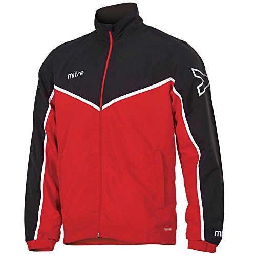 Mitre Herren Primero Woven Fußball-Trainingsjacke, Scharlachrot/Schwarz/Weiß, XS von Mitre