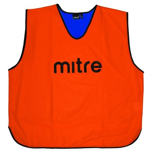 Mitre Pro Fußball-Trainingsleibchen für Erwachsene, wendbar, leichtes Multisport-Leibchen, atmungsaktives Netzgewebe, Orange/Blau, Senior Größe S von Mitre