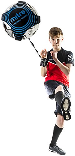 Mitre Solo Close Control and Skills Fußball-Trainingshilfe, verstellbares Design, freihändige Verwendung, Schwarz/Cyan, Einheitsgröße von Mitre