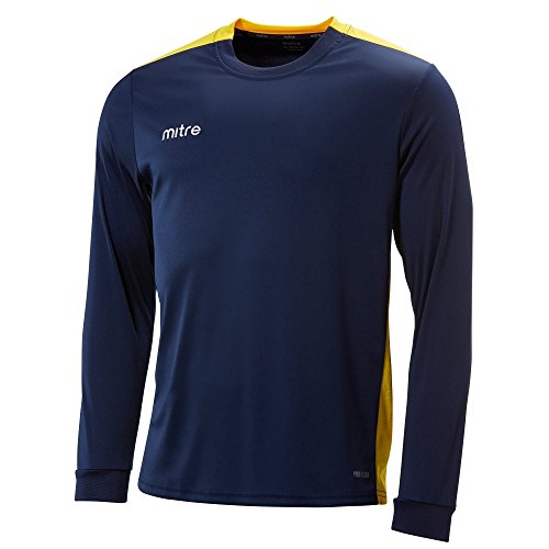 Mitre Herren Charge Langärmliges Fußball-Shirt Match Day, Navy/Gelb, Large/42-44 Inch von Mitre