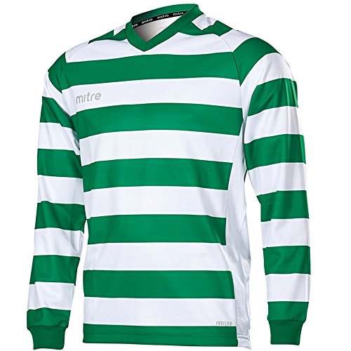 Mitre Herren Converge Hoop Fußballtrikot, Smaragdgrün/Weiß, S Mitre Herren Converge Hoop Fußballtrikot, Smaragdgrün/Weiß, S von Mitre