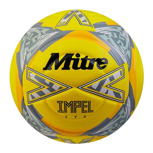 Mitre Impel Evo 24 Fußball, Unisex, für Erwachsene, Fluo Gelb/Schwarz/Kreisgrau, 5 von Mitre