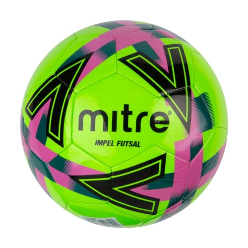 Mitre Impel Futsal Fußball | Indoor-Fußball | sprunggedämpft, Grün/Rosa, 4 von Mitre