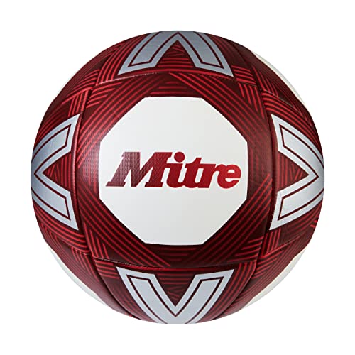 Mitre Intent Trainingsfußball | verbesserte Griffigkeit und Kontrolle | robuste Konstruktion, Weiß/Rot, 5 von Mitre