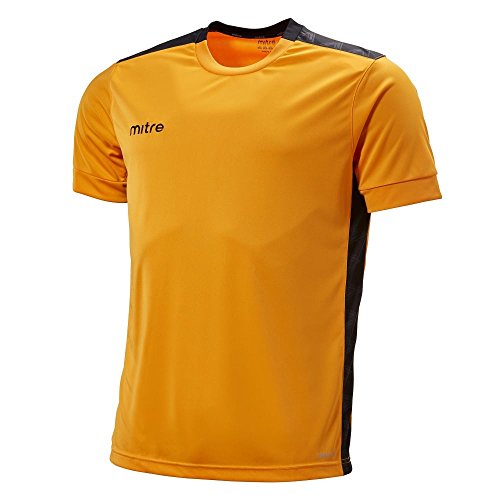 Mitre Kinder Charge Kurzärmliges Fußball-Shirt Match Day, Bernstein/Schwarz, Small/26-28 Inch von Mitre