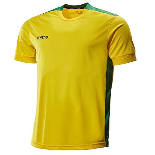 Mitre Kinder Charge Kurzärmliges Fußball-Shirt Match Day, Gelb/Smaragd, Large/30-32 Inch Mitre Kinder Charge Kurzärmliges Fußball-Shirt Match Day, Gelb/Smaragd, Large/30-32 Inch von Mitre