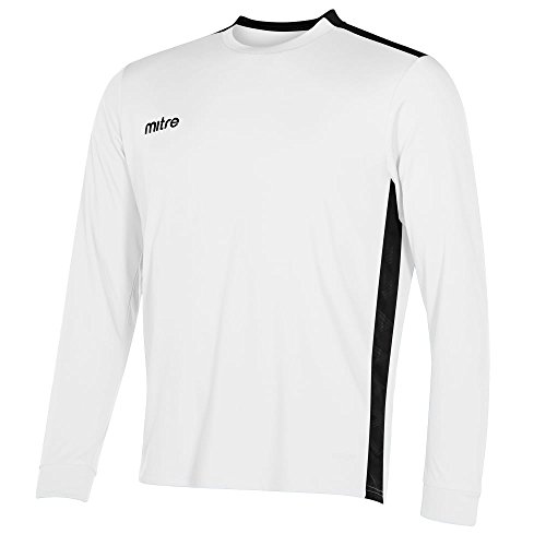 Mitre Kinder Charge Langärmliges Fußball-Shirt Match Day, Weiß/Schwarz, X-Small/ 24-26 Inch von Mitre